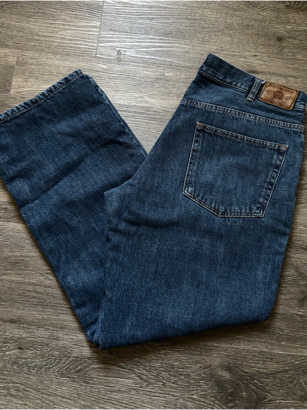 Eddie Bauer Men’s Straight Jeans in Dark Blue Denim